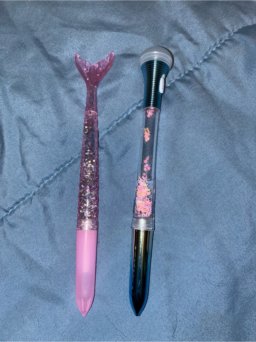 Glitter Mermaid Tail & Shaker Glitter Ballpoint Pens - Pink and Teal
